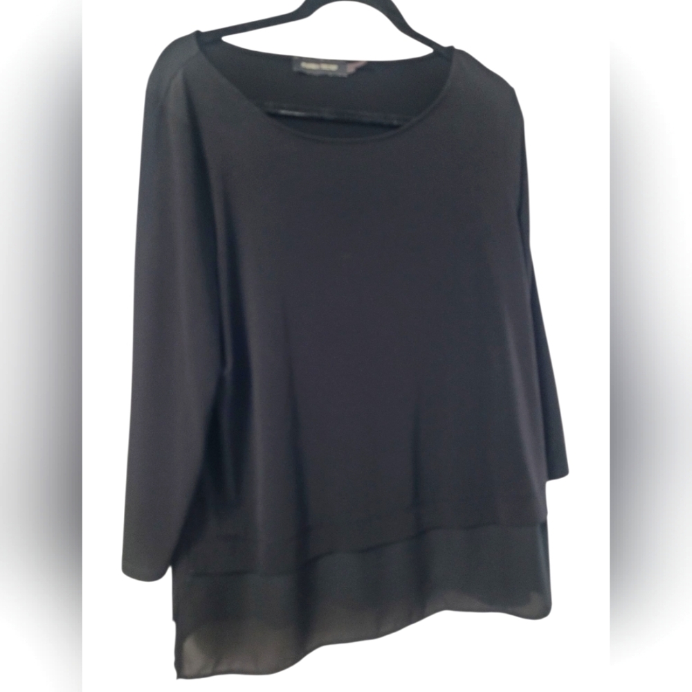 Ivanka Trump Black 3/4 Sleeve Boxy Blouse Size Large